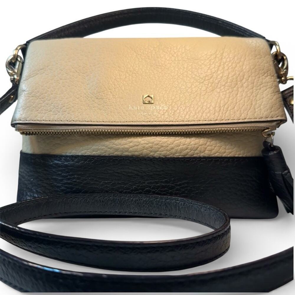 Kate Spade Southport Avenue Maria Ivory Black and Cream Crossbody Satchel Bag